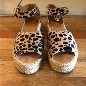 Cute faux hide cheetah espadrille platform sandals